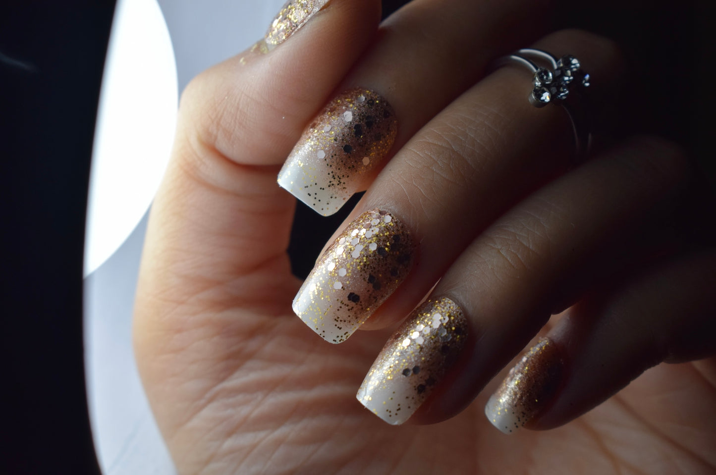 Soft Gold Shimmer Nails