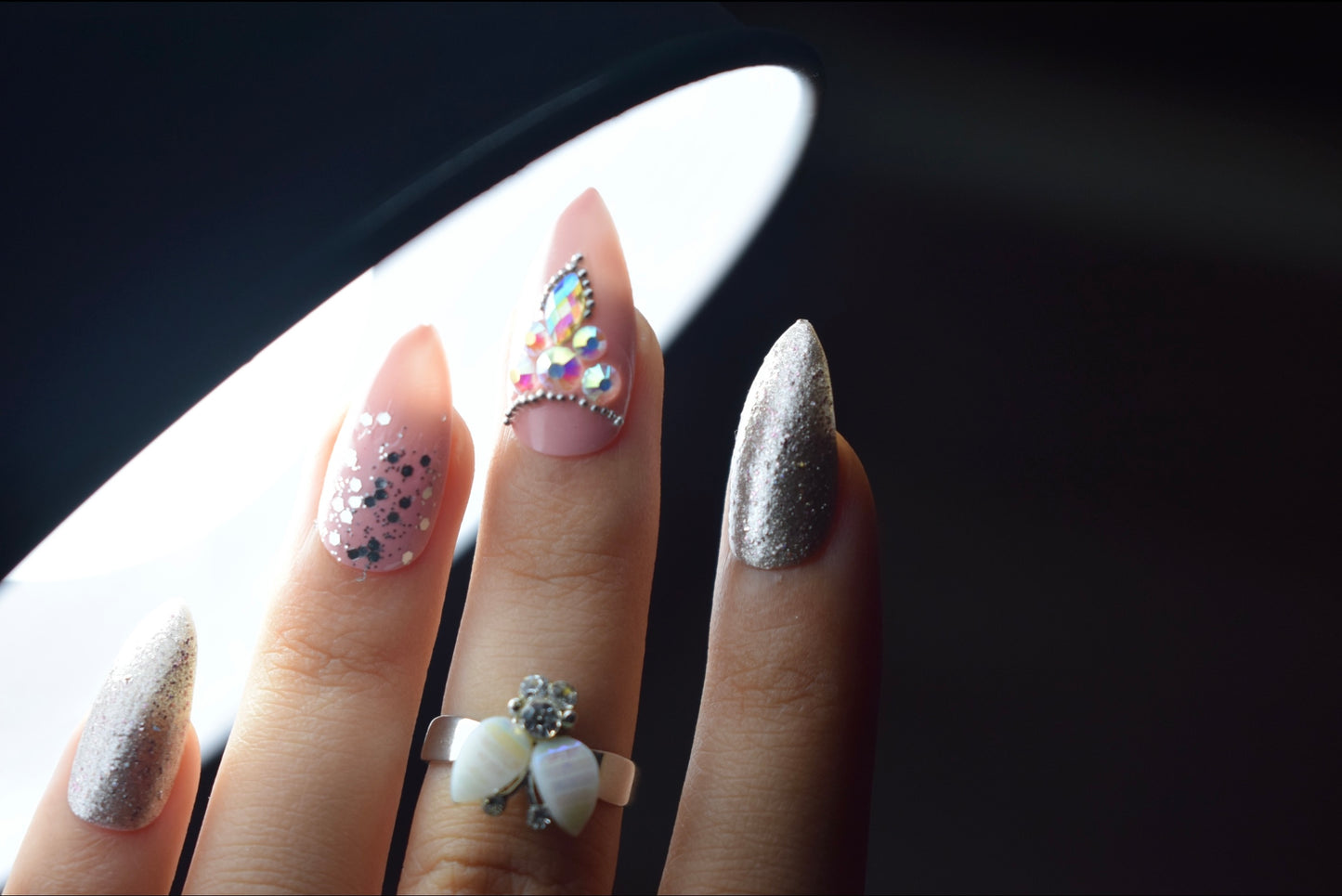 Regal Pinkstone Nails | Garima Bhandari Nails